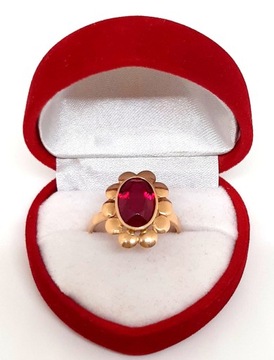 Złoty pierścionek Kwiat z rubinem PR.583 W:4,43gr R.17 InterSKLEP