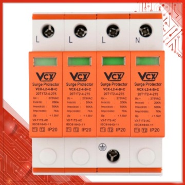 ЗАЩИТА ОГРАНИЧИТЕЛЯ ПЕРЕНАПРЯЖЕНИЯ B+C T1+T2 4P 7кА 3 ФАЗЫ VCX