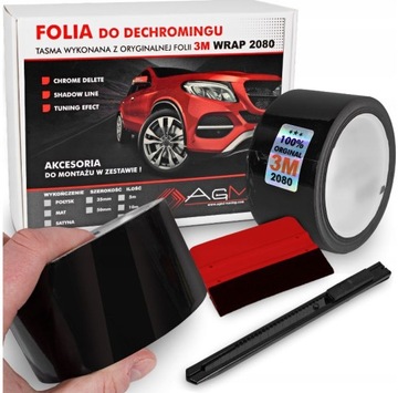 3M FOLIA TAŚMA DO DECHROMINGU CZARNY POŁYSK DECHROMING 5cmx10m Rakla Nożyk