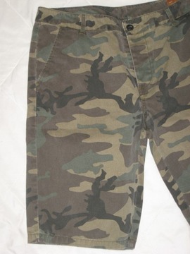 Spodenki krótkie spodnie woodland moro khaki szorty bawełna 42 pas 84-88cm