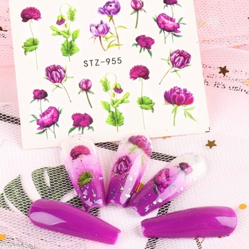 набор WATER NAIL STICKERS наклейки FLOWERS DECORATIONS LEAVES 10 шт.