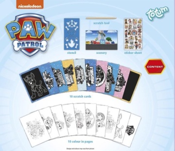 Totum Paw Patrol царапающая игра-раскраска с наклейками, креативный набор