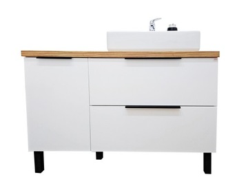 СОВРЕМЕННЫЙ ШКАФ ДЛЯ НАСТОЛЬНОЙ РАКОВИНЫ 90 см, МАТ, КОРЗИНА МДФ, ЗАКРЫТАЯ