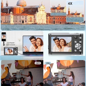 Компактная цифровая камера 4K с автофокусом и картой памяти 32 ГБ