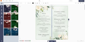 Свадебное меню для стола DL-меню.