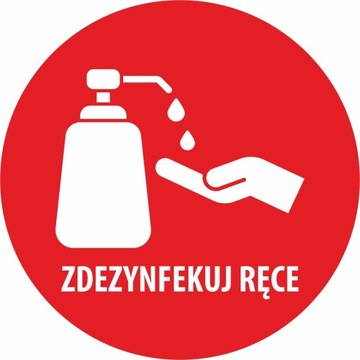 Naklejka DEZYNFEKCJA zdezynfekuj dłonie 10x10cm