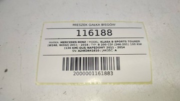 MĚCH HLAVICE PÁKY ŘAZENÍ 6B MERCEDES TŘÍDA B W246 W242 A2463641510