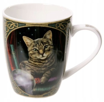 KUBEK KOT BURY KOTEK PORCELANOWY Z BURYM KOTKIEM DACHOWCEM BONE CHINA