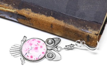 ZAKŁADKA DO KSIĄŻKI sowa KWIAT WIŚNI hematyt