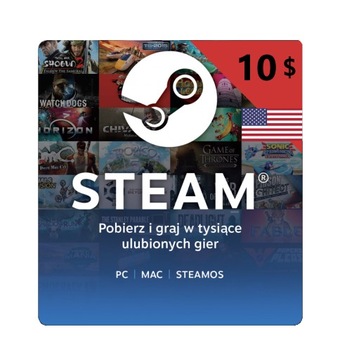 STEAM 10 USD $ - Karta podarunkowa, Wallet, Konto