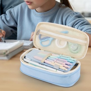 2024 НОВАЯ БОЛЬШАЯ МНОГОФУНКЦИОНАЛЬНАЯ КОРОБКА-КАРАНДАШКА С ТРЕМЯ ОТДЕЛЕНИЯМИ ШКОЛЬНЫЙ ЧЕХОЛ ДЛЯ КАРАНДАШЕЙ