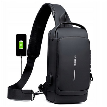 Мужской РЮКЗАК ЧЕРНЫЙ КОРИЧНЕВЫЙ Водонепроницаемый USB через плечо Противоугонный