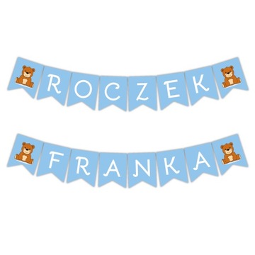 Girlanda ROCZEK CHRZEST URODZINY + IMIĘ DZIECKA