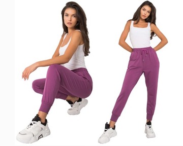 Spodnie DRESY FITNESS dresowe c.fiolet F388 L/XL