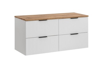 SZAFKA ŁAZIENKOWA Z BLATEM 120 CM BIAŁA + UCHWYTY
