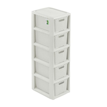 BRANQ - Regał łazienkowy - Rattan - 5x koszyki kosze - komoda słupek szafka