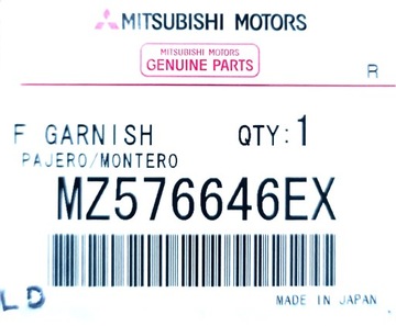 LIŠTA CHRÓM NÁRAZNÍK PŘEDNÍ MITSUBISHI PAJERO OE