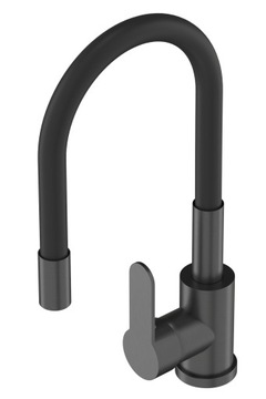 Смеситель для кухни GUN GREY, ЧЕРНЫЙ МЕТАЛЛИК, ГИБКИЙ ИЗЛИК, смеситель GRADO