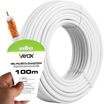 KABEL PRZEWÓD KONCENTRYCZNY ANTENOWY MIEDŹ CU 100M
