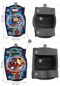 4 защитных шлема, корзина, перчатки, колокольчик, веер, Мстители