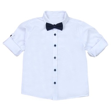 ЭЛЕГАНТНАЯ БЕЛАЯ РУБАШКА С БАНТОМ ДЛЯ МАЛЬЧИКА 110
