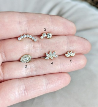 СЕРЬГИ LABRET HELIX ЦИРКОНИЙ ЗОЛОТО ТИТАН 1,2/8