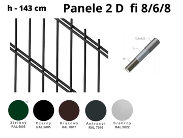 PANEL OGRODZENIOWY - KRATOWY 2D OCYNK + RAL 143 cm