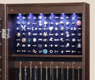 НАСТЕННЫЙ ШКАФ ДЛЯ ЮВЕЛИРНЫХ УКРАШЕНИЙ С ЗЕРКАЛОМ, КОРИЧНЕВЫЙ