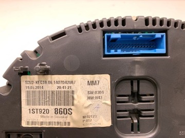 PŘÍSTROJOVÁ DESKA SKODA CITIGO 1ST920860S 1.0 60KM 11-19 BUDÍKY DESKY RYCHLOST