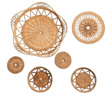 Woven Basket Rattan Wicker Boho Wall Decor Set