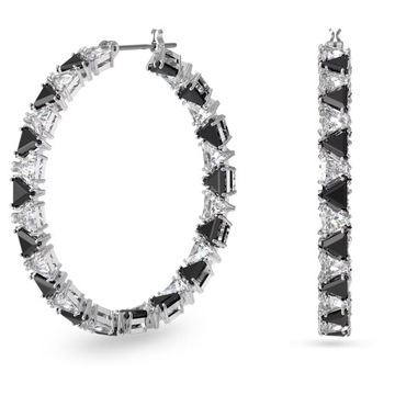 SWAROVSKI - Náušnice Millenia HOOP BLACK WHITE RHS