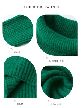 SWETER 100% WEŁNA MERINO GOLF ZIELONY L