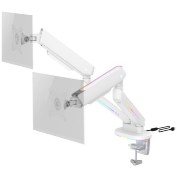 РЕГУЛИРУЕМАЯ РУЧКА ДЛЯ ДВУХ МОНИТОРОВ 13-32 БЕЛЫЙ RGB