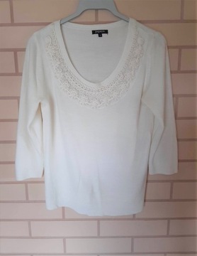Kremowy sweter 3/4 rękawy 12 / S / M Papaya