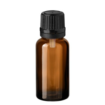Butelka szklana bezbarwna 20 ml z kroplomierzem czarnym 5 sztuk