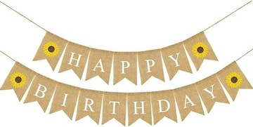GIRLANDA JUTOWA BANER HAPPY BIRTHDAY SŁONECZNIKI