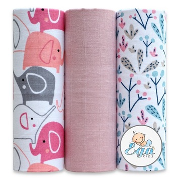 Pieluchy Muślinowe Premium 60x80 cm Zestaw 3 szt EGA Kids