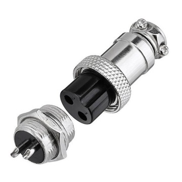 Złącze przemysłowe zakręcane GX16 2-PIN - wtyk z gniazdem