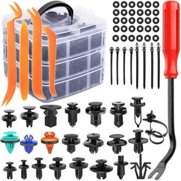 Универсальные пластиковые штифты и фиксаторы колесных арок в автомобиле.