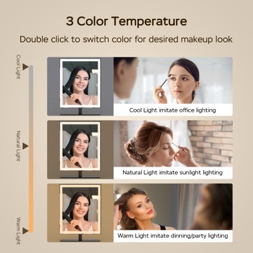 Зеркало для макияжа с внутренней светодиодной подсветкой 34*25см черное