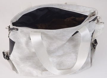 Laura Biaggi torebka klasyczna shopper skóra ekologiczna szara srebrna