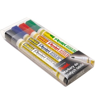 Marker suchościeralny Pentel do tablic 4 kol etui