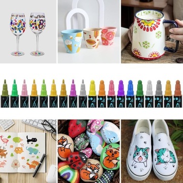 НАБОР МАРКЕТОВ С ДВУМЯ НАКОНЕЧНИКАМИ, 26 ЦВЕТОВ ДЛЯ ХОЛСТА И МЕТАЛЛА