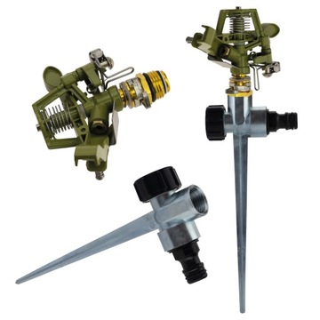 Zraszacz pulsacyjny METALOWY ALUMINIOWY regulowany 30-360st, WBIJANY, 8-12m