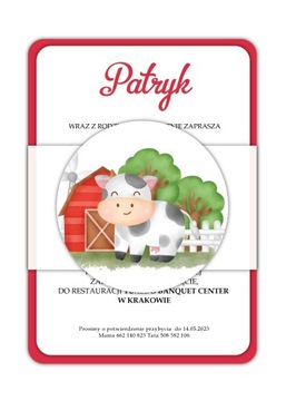ZAPROSZENIE NA ROCZEK URODZINY KRÓWKA FARMA