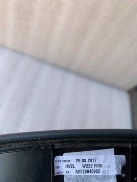 A2226940982 MERCEDES S W222 2017 STŘED RÁMEČEK PŘIHRÁDKY DESKY ROZDĚLOVACÍ