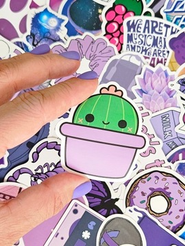 ФИОЛЕТОВЫЕ велосипедные наклейки для ноутбука MIX 50 шт.