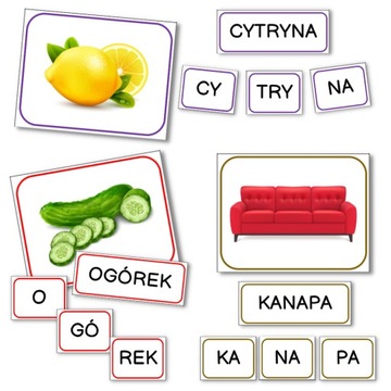 Układanka Wyrazy i sylaby 3-SYLABOWE - 32 wyrazy