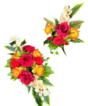 Stroik na grób z różami kompozycja wiosenna komplet z wazonem