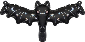 BALON FOLIOWY NIETOPERZ CZARNY HOLOGRAFICZNY DEKORACJA NA HALLOWEEN 35 CM